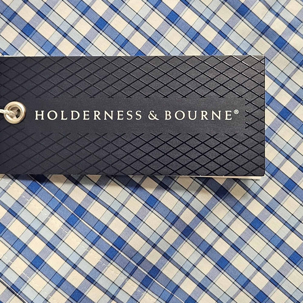 Holderness & Bourne The Flynn Shirt Marlin Blue Plaid Tailored Fit XL HB2195.759 - Picture 9 of 13